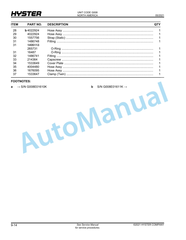 Hyster H550HD, H620HD, H650HD, H700HD, H550HDS, H650HDS, H700HDS (G008) Parts Manual 4 Hyster H550HD, H620HD, H650HD, H700HD, H550HDS, H650HDS, H700HDS (G008) Parts Manual - Image 4