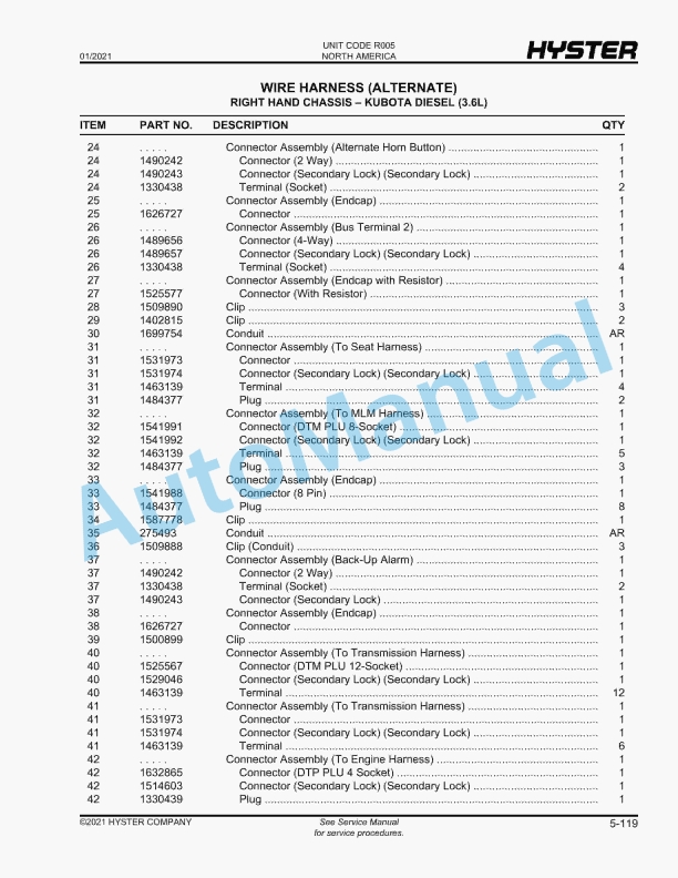 Hyster H80-H120FT (R005) Parts Manual 2 Hyster H80-H120FT (R005) Parts Manual - Image 2