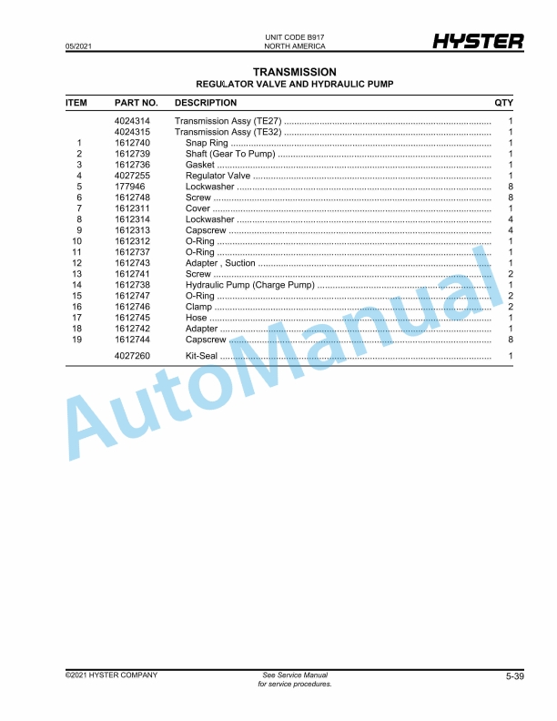 Hyster H800HDS, H900HD-HDS, H970HD-HDS, H1050HD-HDS (B917) Parts Manual 3 Hyster H800HDS, H900HD-HDS, H970HD-HDS, H1050HD-HDS (B917) Parts Manual - Image 3