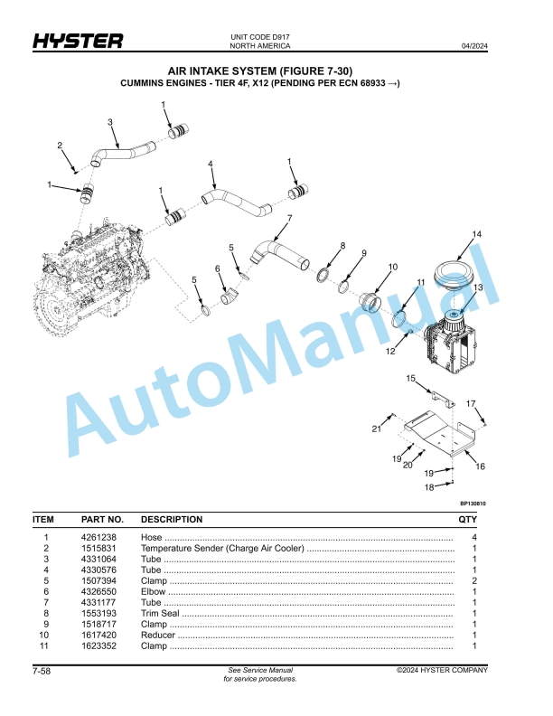 Hyster H800XDS48, H900XDS48, H970XDS48, H1050XDS48, H900XD48, H970XD48, H1050XD48 (D917) Parts Manual 2 Hyster H800XDS48, H900XDS48, H970XDS48, H1050XDS48, H900XD48, H970XD48, H1050XD48 (D917) Parts Manual - Image 2