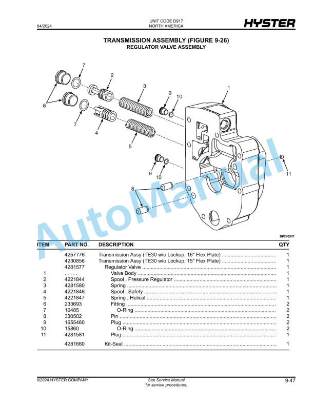 Hyster H800XDS48, H900XDS48, H970XDS48, H1050XDS48, H900XD48, H970XD48, H1050XD48 (D917) Parts Manual 4 Hyster H800XDS48, H900XDS48, H970XDS48, H1050XDS48, H900XD48, H970XD48, H1050XD48 (D917) Parts Manual - Image 4