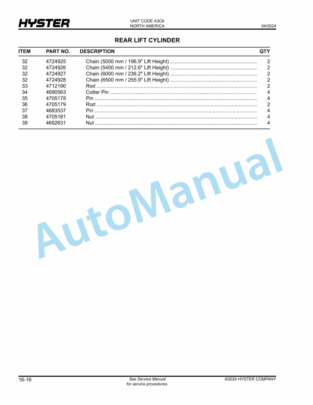 Hyster H80UT, H90UT, H100UT, H110UTS (A3C6) Parts Manual 4 Hyster H80UT, H90UT, H100UT, H110UTS (A3C6) Parts Manual - Image 4