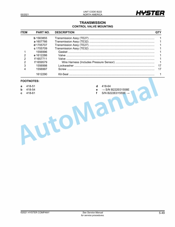 Hyster HR45-27, HR45-31, HR45-36, HR45-40, HR45-41S, HR45-41L, HR45-41LS (B222) Yard Master II Parts Manual 3 Hyster HR45-27, HR45-31, HR45-36, HR45-40, HR45-41S, HR45-41L, HR45-41LS (B222) Yard Master II Parts Manual - Image 3