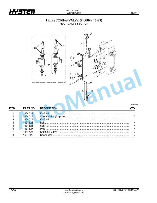 Hyster HR45-27, HR45-31, HR45-40S, HR45-36L, HR45-40LS, HR45LSX (C227) Parts Manual 4 Hyster HR45-27, HR45-31, HR45-40S, HR45-36L, HR45-40LS, HR45LSX (C227) Parts Manual - Image 4