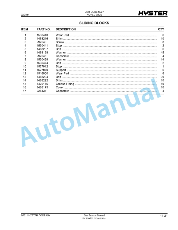 Hyster HR45-27, HR45-31, HR45-40S, HR45-36L, HR45-40LS, HR45LSX (C227) Parts Manual 5 Hyster HR45-27, HR45-31, HR45-40S, HR45-36L, HR45-40LS, HR45LSX (C227) Parts Manual - Image 5