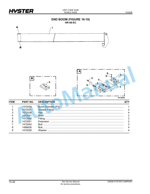 Hyster HR45-48EC (A228) Yard Master Parts Manual 4 Hyster HR45-48EC (A228) Yard Master Parts Manual - Image 4