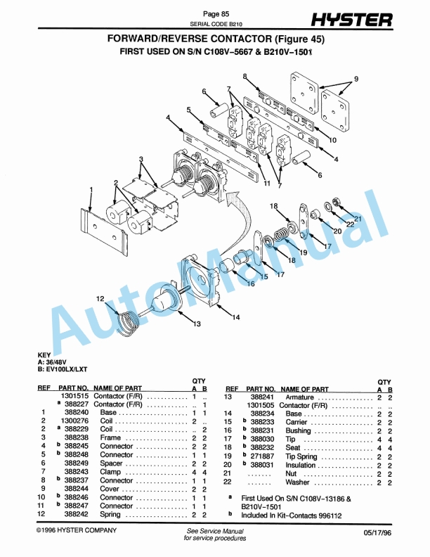 Hyster N30AH (B210) Electric Parts Manual 2 Hyster N30AH (B210) Electric Parts Manual-2