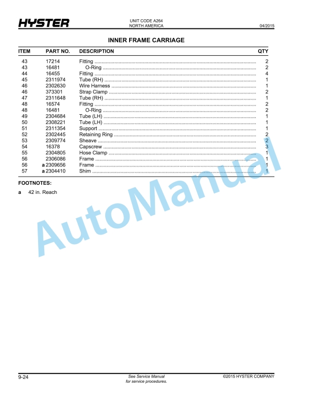 Hyster N30XMXDR, N45XMXR (A264) Electric Parts Manual 5 Hyster N30XMXDR, N45XMXR (A264) Electric Parts Manual - Image 5