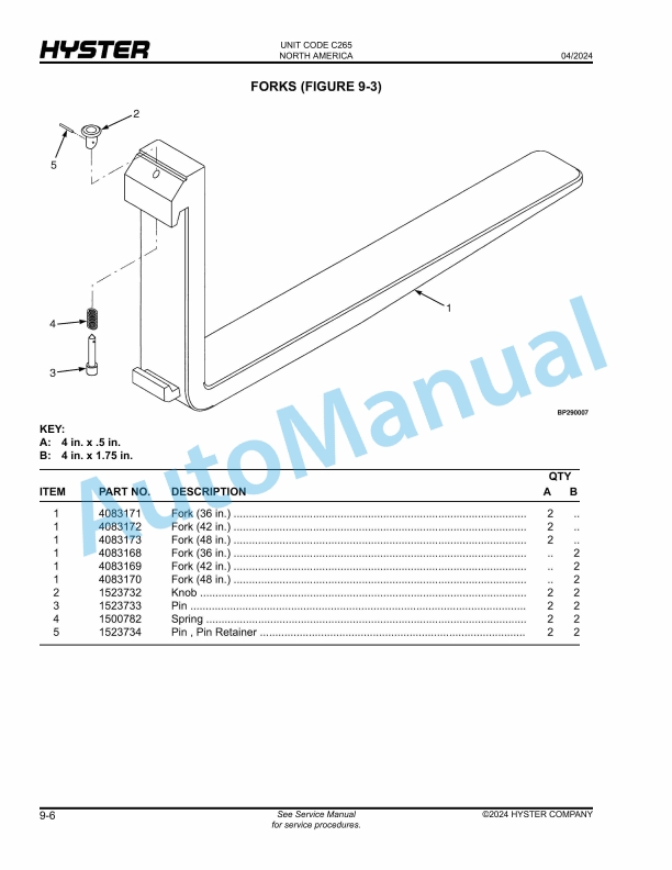 Hyster N30ZDRS3, N35ZRS3, N40ZRS3 (C265) Parts Manual 5 Hyster N30ZDRS3, N35ZRS3, N40ZRS3 (C265) Parts Manual - Image 5