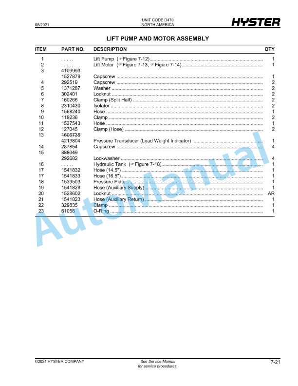 Hyster N35ZR, N40ZR, N30ZDR (D470) Parts Manual 2 Hyster N35ZR, N40ZR, N30ZDR (D470) Parts Manual - Image 2