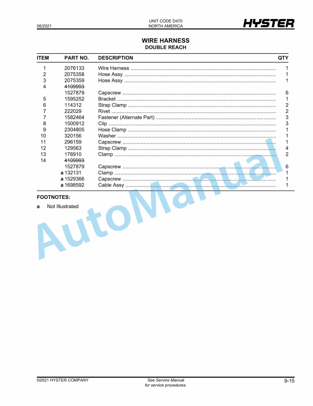 Hyster N35ZR, N40ZR, N30ZDR (D470) Parts Manual 5 Hyster N35ZR, N40ZR, N30ZDR (D470) Parts Manual - Image 5
