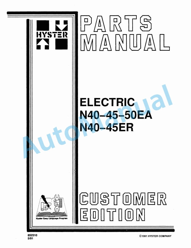 Hyster N40-45-50EA, N40-45ER Electric Parts Manual 1 Hyster N40-45-50EA, N40-45ER Electric Parts Manual