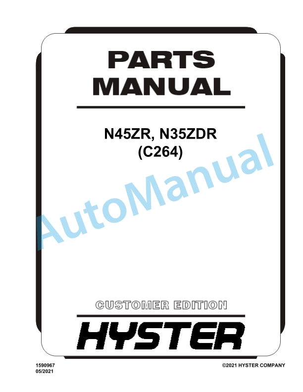 Hyster N45ZR, N35ZDR (C264) Parts Manual 1 Hyster N45ZR, N35ZDR (C264) Parts Manual
