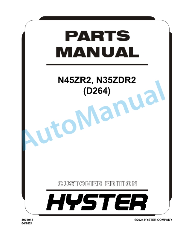 Hyster N45ZR2, N35ZDR2 (D264) Parts Manual