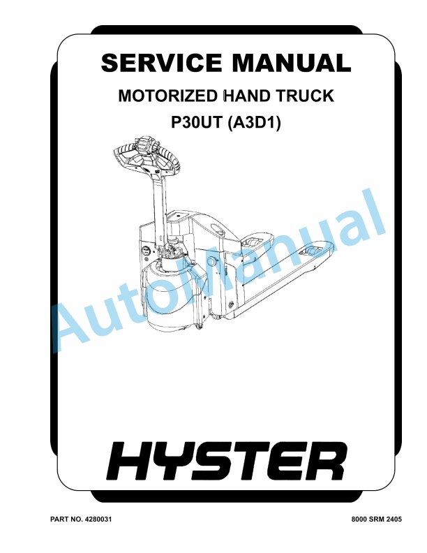 Hyster P30UT (A3D1) Motorized Hand Truck Service Manual