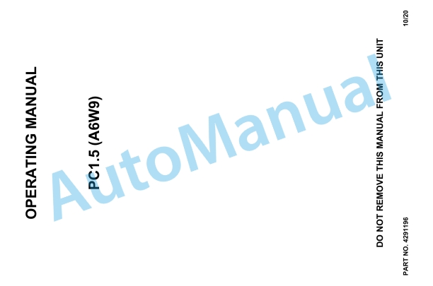 Hyster PC1.5 (A6W9) Operating Manual 1 Hyster PC1.5 (A6W9) Operating Manual