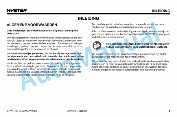 Hyster PC1.5 (A6W9) Operating Manual 3 Hyster PC1.5 (A6W9) Operating Manual - Image 3