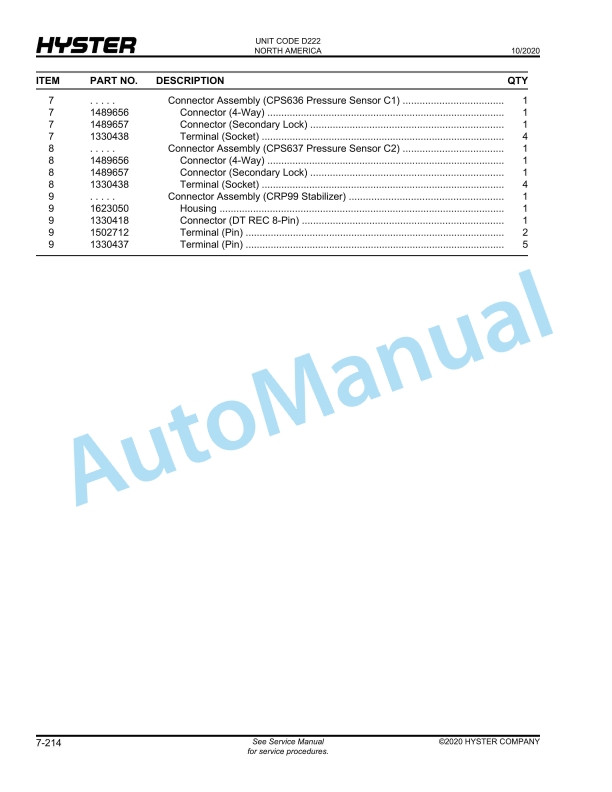 Hyster RS45-27CH to RS46-33IH (D222) Parts Manual 3 Hyster RS45-27CH to RS46-33IH (D222) Parts Manual - Image 3