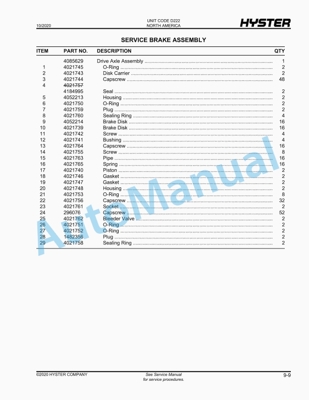 Hyster RS45-27CH to RS46-33IH (D222) Parts Manual 4 Hyster RS45-27CH to RS46-33IH (D222) Parts Manual - Image 4