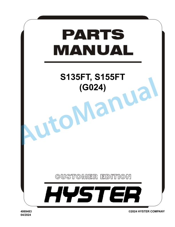 Hyster S135FT, S155FT (G024) Parts Manual