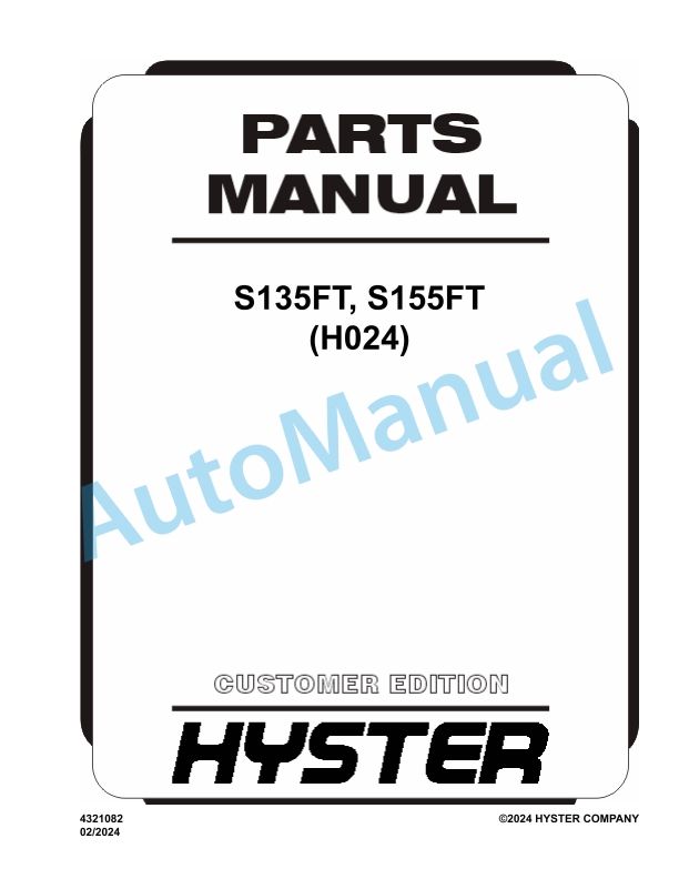 Hyster S135FT, S155FT (H024) Parts Manual