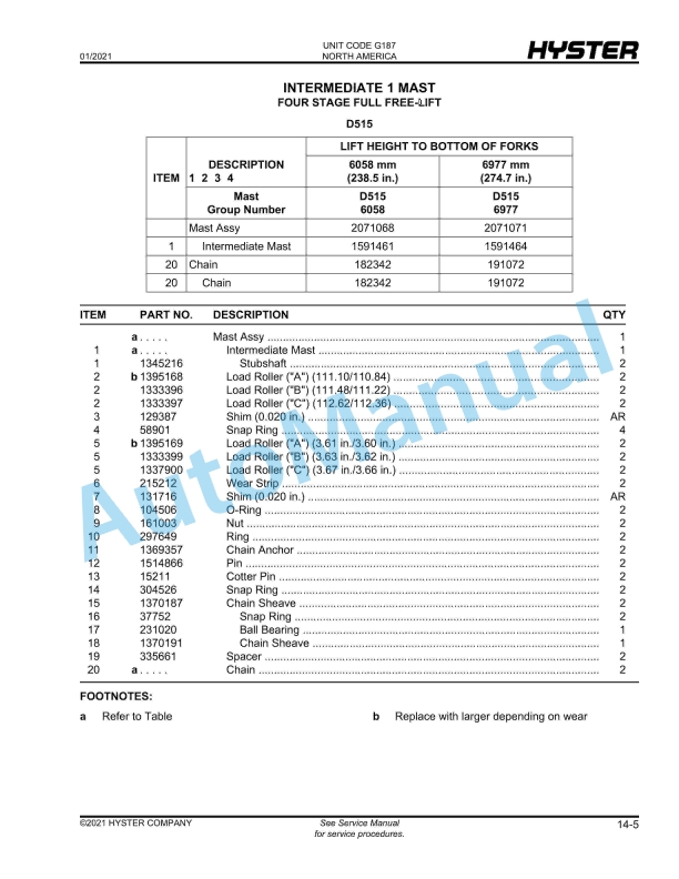 Hyster S40-50-60-70FT, S55FTS (G187) Parts Manual 5 Hyster S40-50-60-70FT, S55FTS (G187) Parts Manual - Image 5
