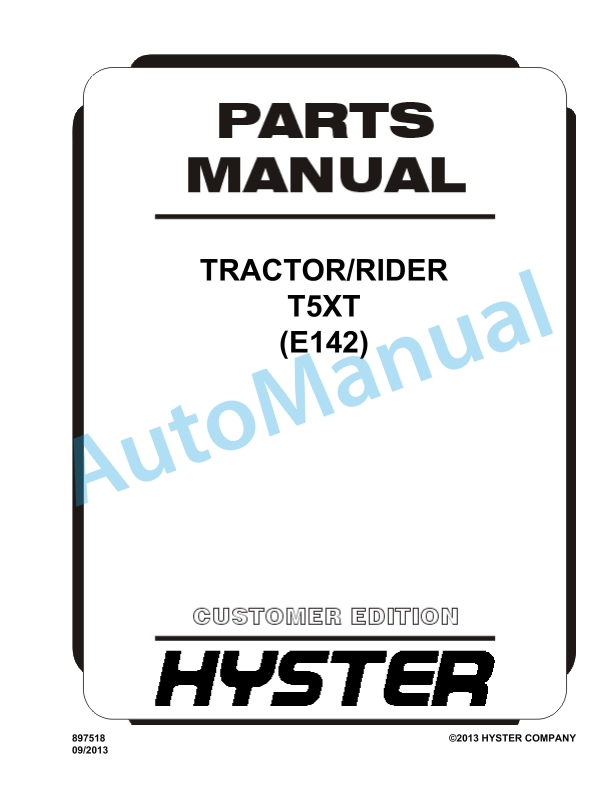 Hyster T5XT (E142) Tractor-Rider Parts Manual