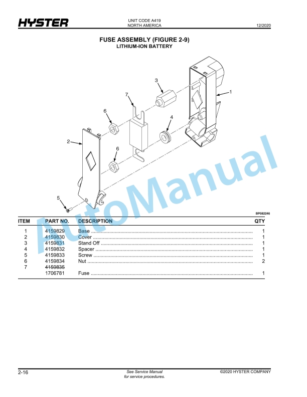 Hyster W45ZHD (A419) Parts Manual 2 Hyster W45ZHD (A419) Parts Manual - Image 2