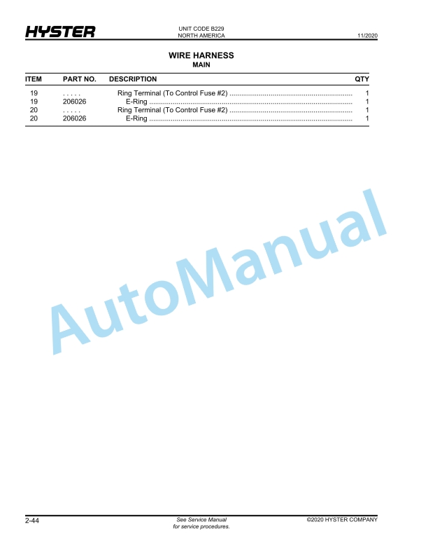 Hyster W65Z (B229), W60Z (B231), W80Z (B234) Parts Manual 2 Hyster W65Z (B229), W60Z (B231), W80Z (B234) Parts Manual - Image 2