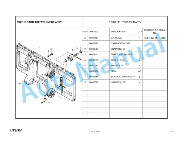 Utilev 1.3T-2.0T Three Wheel Battery Counterbalanced Forklift Truck Parts Catalog 5 Utilev 1.3T-2.0T Three Wheel Battery Counterbalanced Forklift Truck Parts Catalog - Image 5