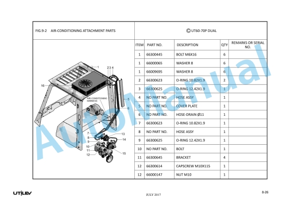 Utilev 5.0-7.0T Internal Combustion Counterbalanced Forklift Truck Parts Manual 2 Utilev 5.0-7.0T Internal Combustion Counterbalanced Forklift Truck Parts Manual - Image 2
