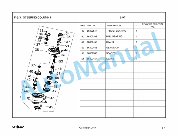 Utilev 6.0T Electric Tow Tractor Truck UT6.0T Parts Manual 4 Utilev 6.0T Electric Tow Tractor Truck UT6.0T Parts Manual-4