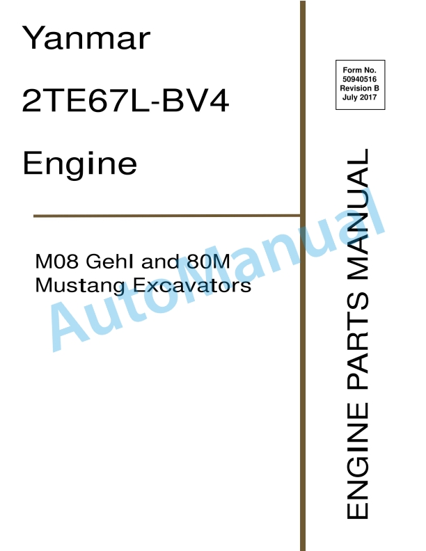 Yanmar 2TE67L-BV4 Engine Parts Catalog