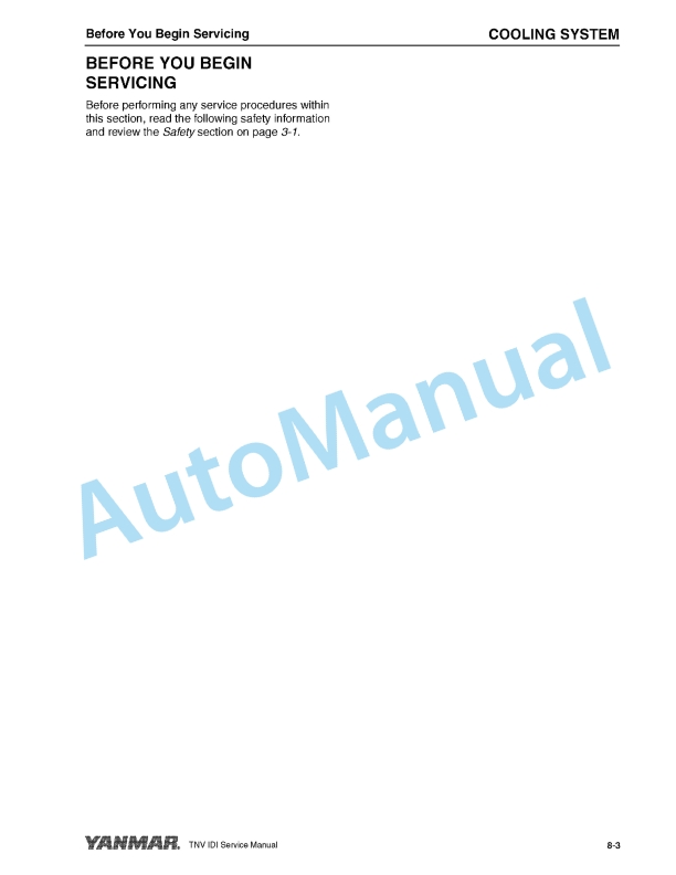 Yanmar 2TNV70, 3TNV70, 3TNV76 Industrial Engine Service Manual 0BTNV-G00201-3