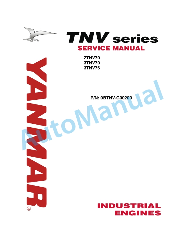 Yanmar 2TNV70, 3TNV70, 3TNV76 Industrial Engines Service Manual 0BTNV-G00200