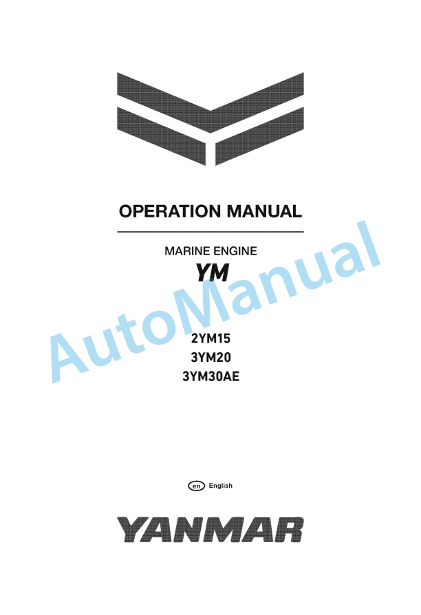 Yanmar 2YM15, 3YM20, 3YM30AE Marine Engine Operation Manual