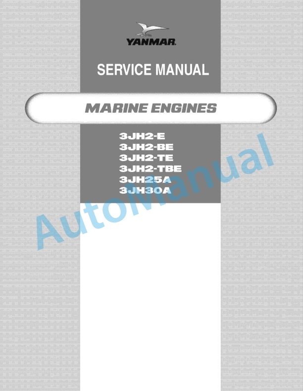 Yanmar 3JH2-E, 3JH2-BE, 3JH2-TE, 3JH2-TBE, 3JH25A, ZJNZOA Service Manual