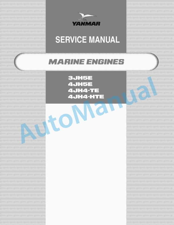 Yanmar 3JH5E, 4JH5E, 4JH4-TE, 4JH4-HTE Marine Engine Service Manual