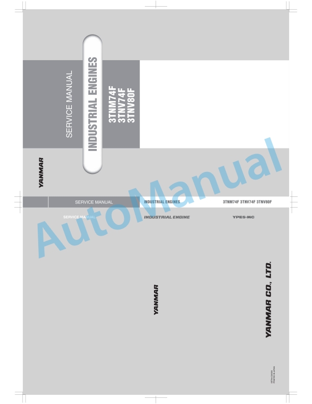 Yanmar 3TNM74F, 3TNV74F, 3TNV80F Industrial Engine Service Manual