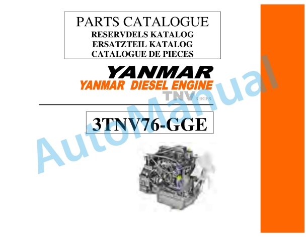 Yanmar 3TNV76-GGE Diesel Engine Parts Catalog