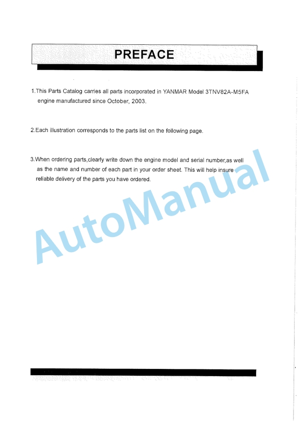 Yanmar 3TNV82A-M5FA Parts Catalog
