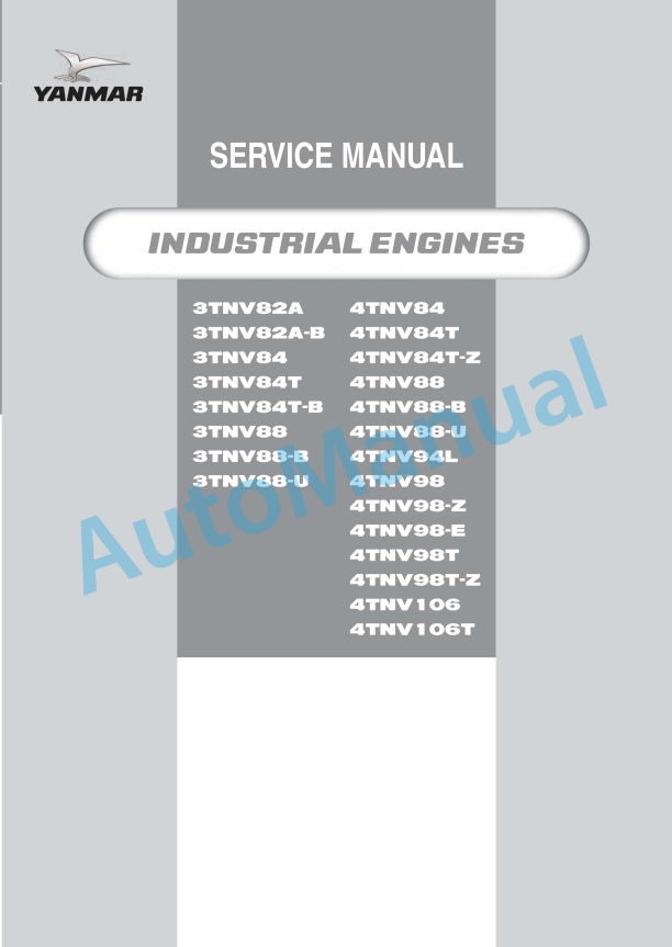 Yanmar 3TNV82A to 4TNV106T Electronic Control Service Manual