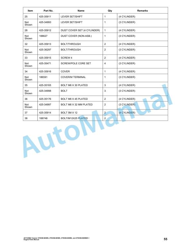 Yanmar 3TNV88-BKMS, 4TNV88-BKMS, 4TNV88-BDMS, 4TNV88-BDMSR1 Engines Parts Manual 5 Yanmar 3TNV88-BKMS, 4TNV88-BKMS, 4TNV88-BDMS, 4TNV88-BDMSR1 Engines Parts Manual - Image 5