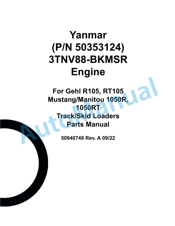 Yanmar 3TNV88-BKMSR Engine Parts Manual 1 Yanmar 3TNV88-BKMSR Engine Parts Manual