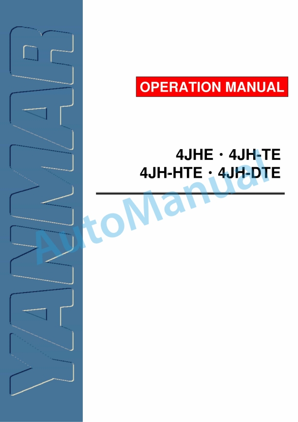 Yanmar 4JHE, 4JH-TE, 4JH-HTE, 4JH-DTE Operation Manual