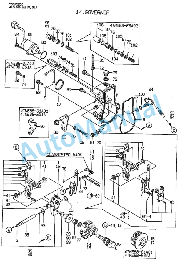 Yanmar 4TNE88-SA01, 4TNE88-G1A01, 4TNE88-ESA01, 4TNE88-EG1A01 Parts Catalog-2