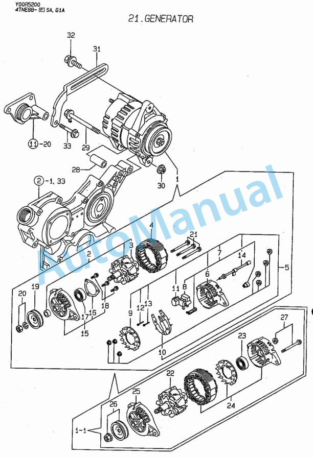 Yanmar 4TNE88-SA01, 4TNE88-G1A01, 4TNE88-ESA01, 4TNE88-EG1A01 Parts Catalog-4