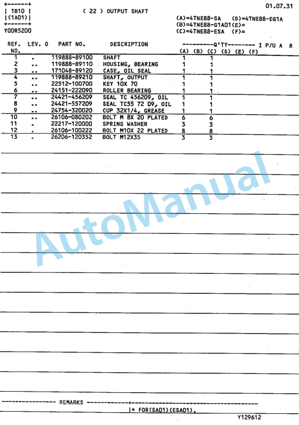 Yanmar 4TNE88-SA01, 4TNE88-G1A01, 4TNE88-ESA01, 4TNE88-EG1A01 Parts Catalog-5