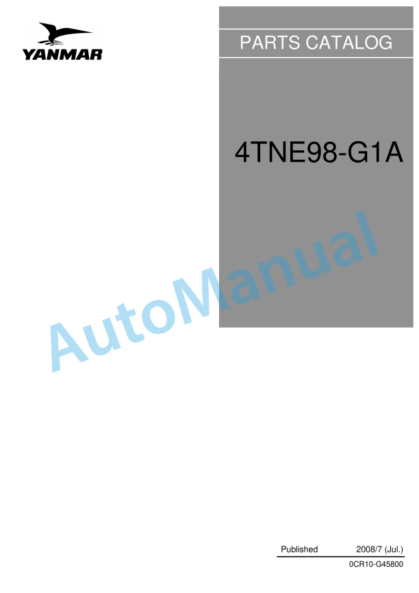 Yanmar 4TNE98-G1A Parts Catalog 1 Yanmar 4TNE98-G1A Parts Catalog
