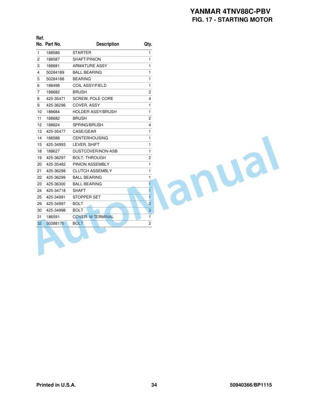 Yanmar 4TNV86CT-PBV Engine Parts Manual-3